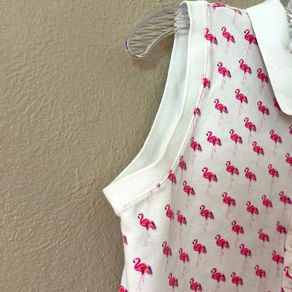 Women’s Lands End Flamingo Tank Top, Size Small (6-8) White/Pink - Picture 2 of 6